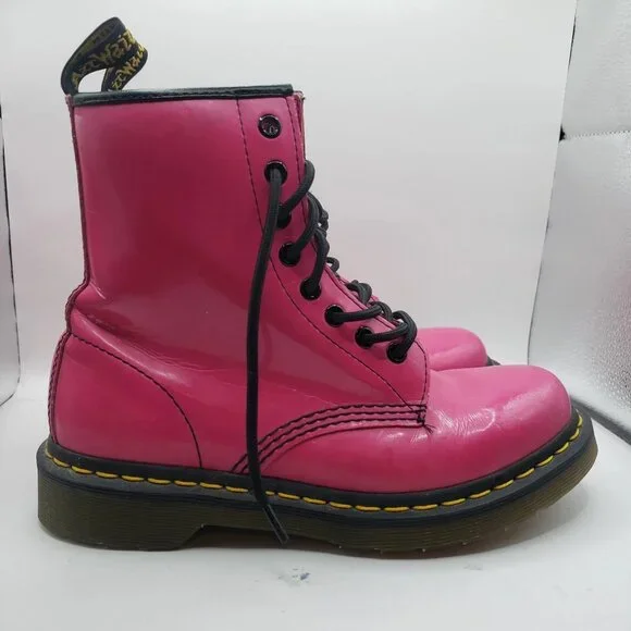 Dr Doc Martens 1460 Y Candy Pink Women's Boots Size 7 US Lace Up - Picture 6 of 12